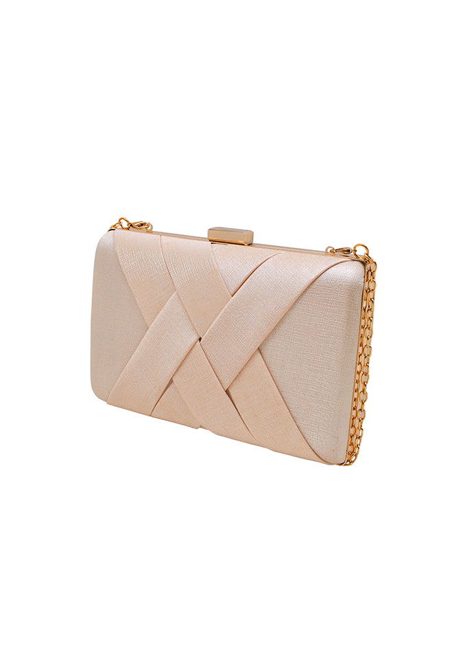 Clutch cruzado champaña