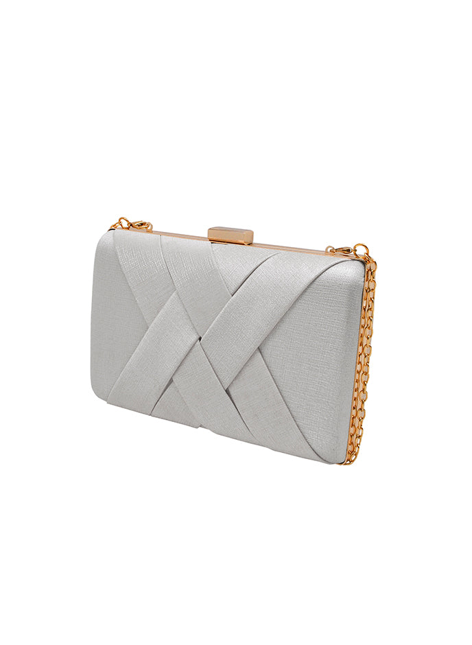 Clutch cruzado plata